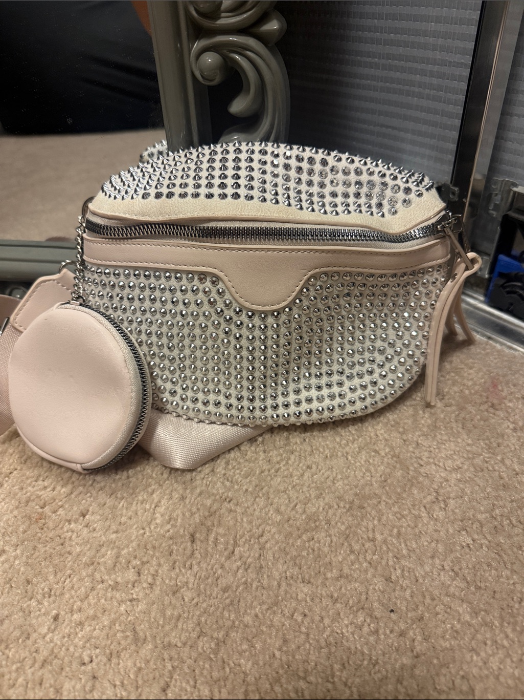 Studded Sparkle Crossbody Belt Bag